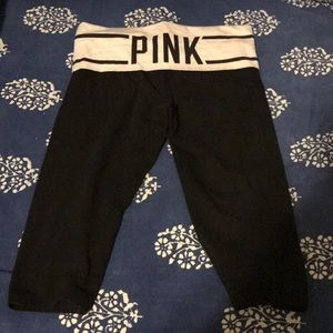 PINK Small Black striped yoga pants